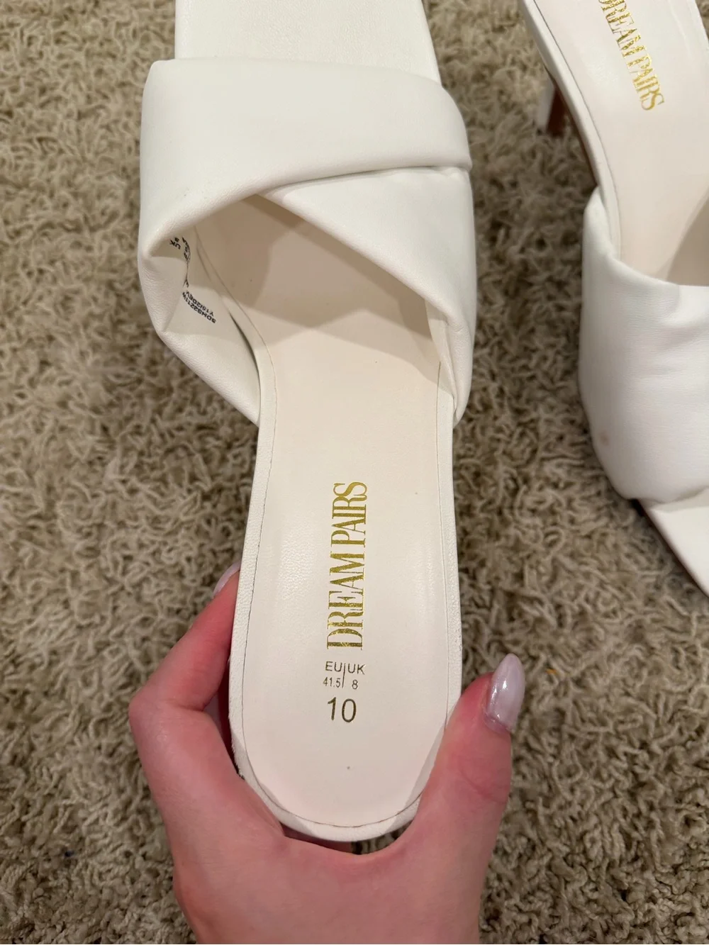 White Cross-Band Square-Toe Mules by Rampage Paris